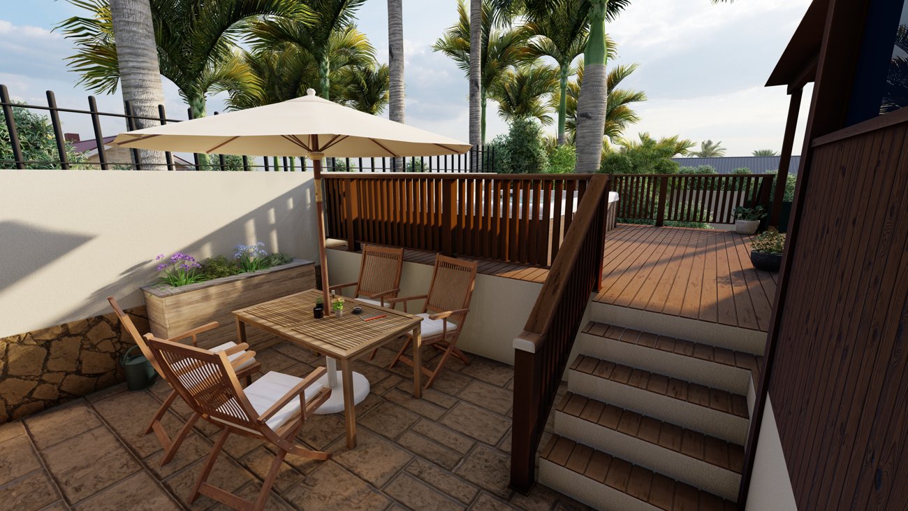 Terraza de ático con mobiliario exterior y vistas urbanas.